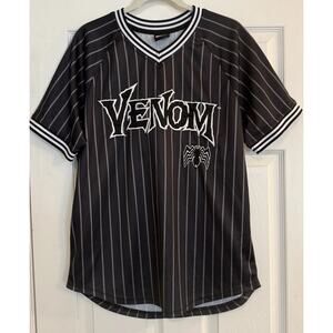 Disney Marvel Venom Baseball Jersey BROCK Boxed Lunch Black Striped Sz- See Pics